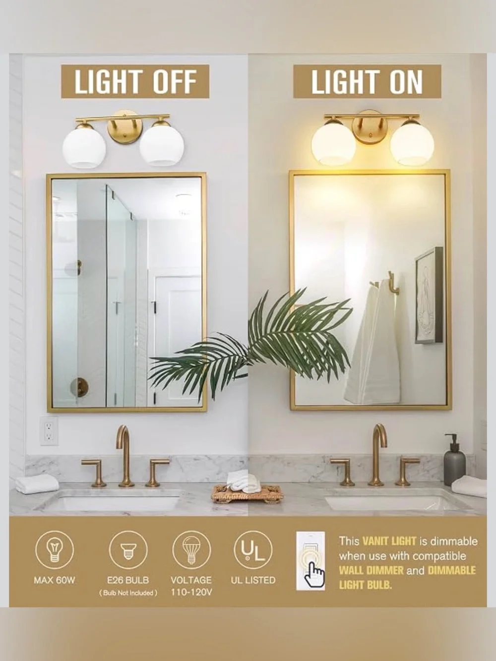 Emak Lighting Gold & White 2 lights